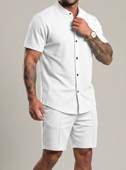 KZZ Men's smart-casual athletic short-sleeve tops and shorts