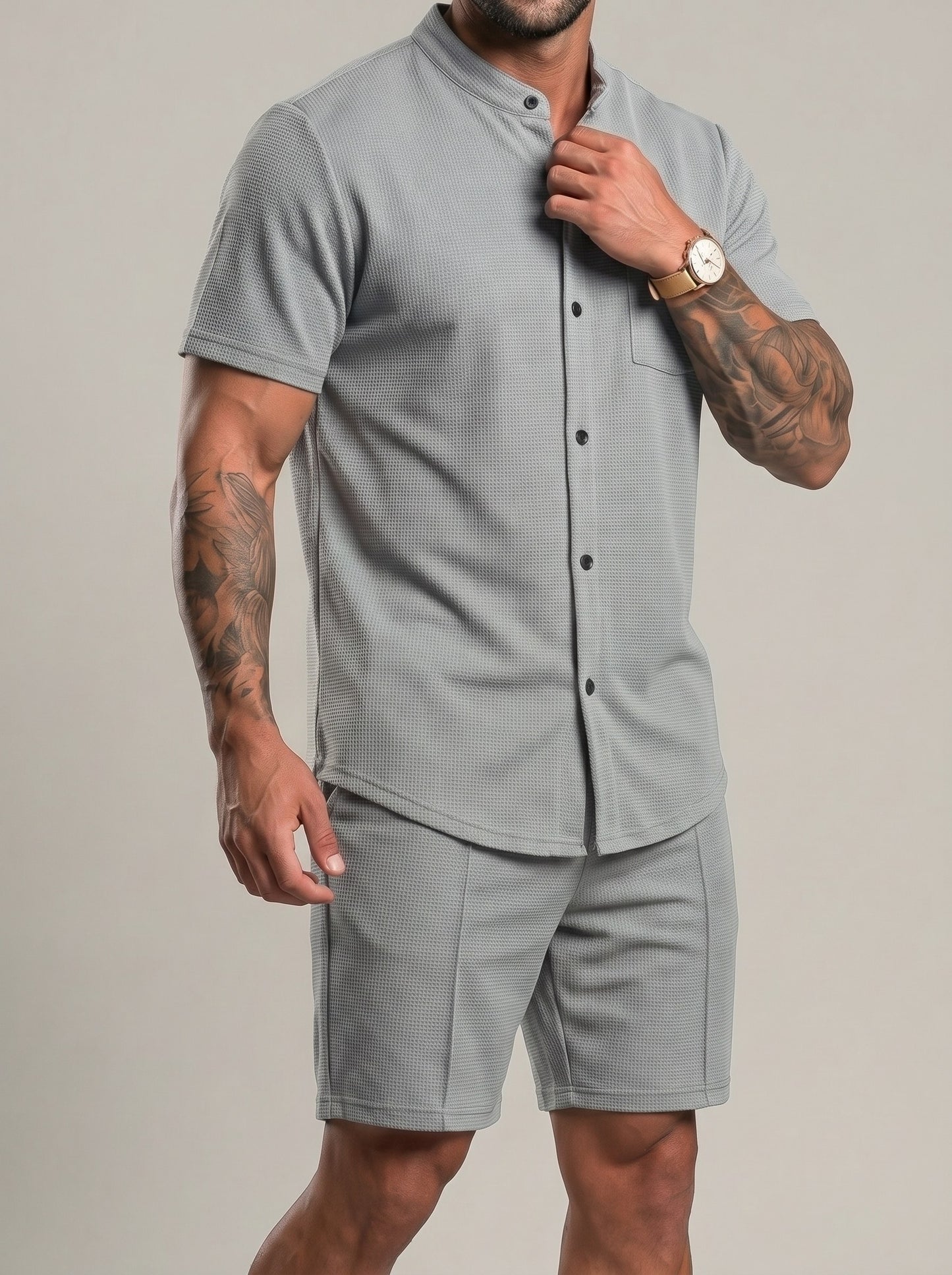 KZZ Men's smart-casual athletic short-sleeve tops and shorts