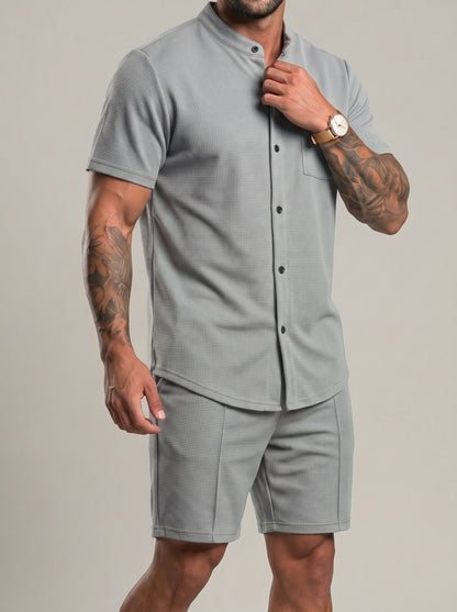 KZZ Men's smart-casual athletic short-sleeve tops and shorts