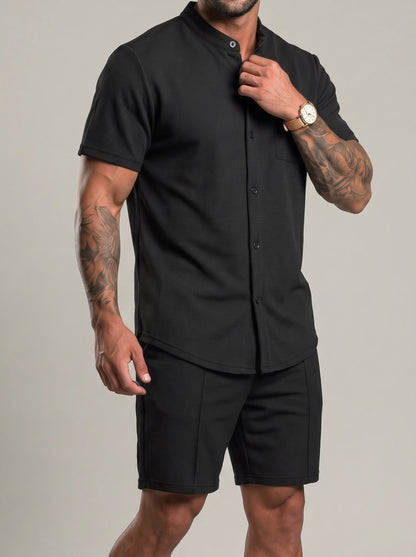 KZZ Men's smart-casual athletic short-sleeve tops and shorts