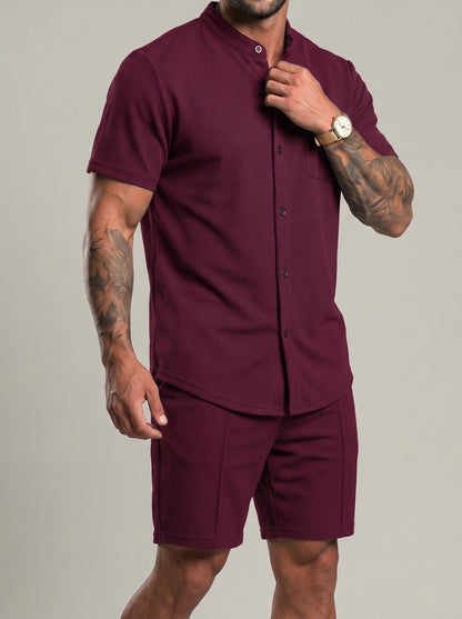 KZZ Men's smart-casual athletic short-sleeve tops and shorts