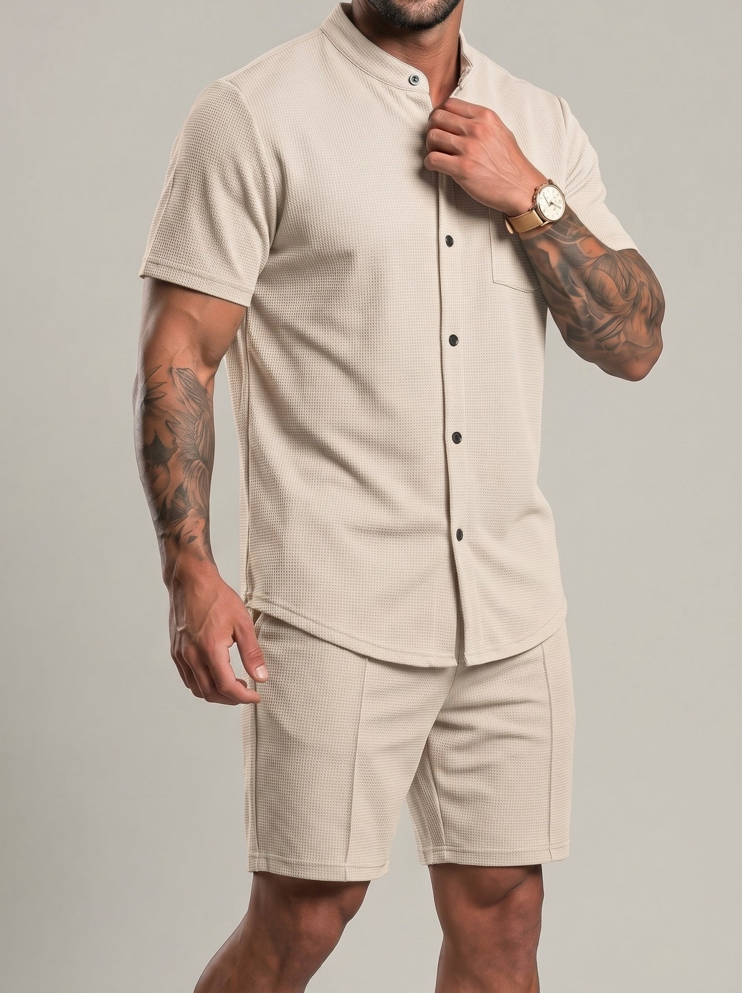 KZZ Men's smart-casual athletic short-sleeve tops and shorts