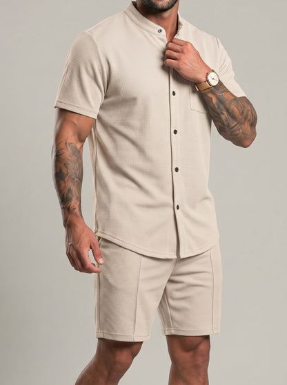 KZZ Men's smart-casual athletic short-sleeve tops and shorts