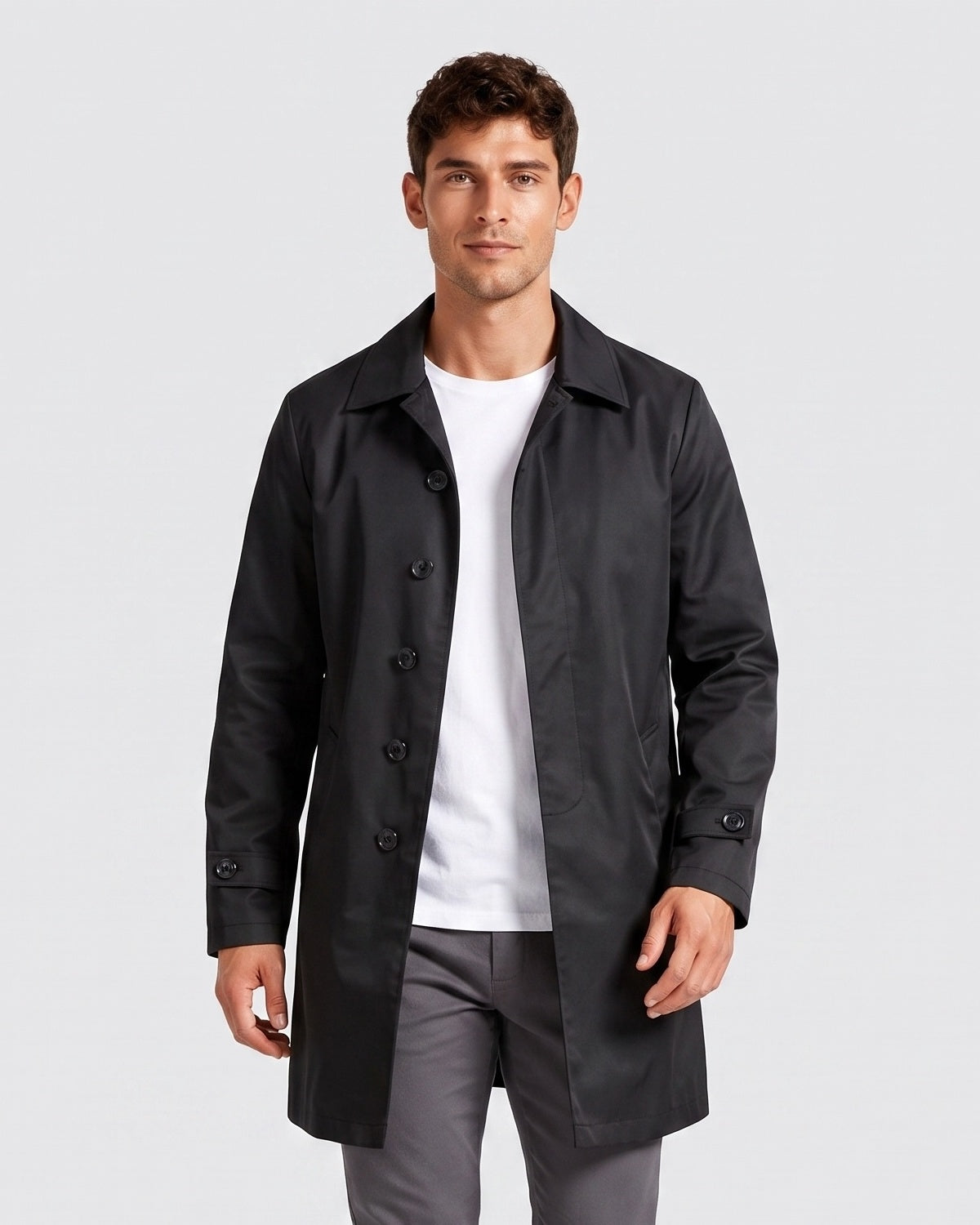 KZZ Men's Solid-Color Mid-Length Business-Casual Jacket