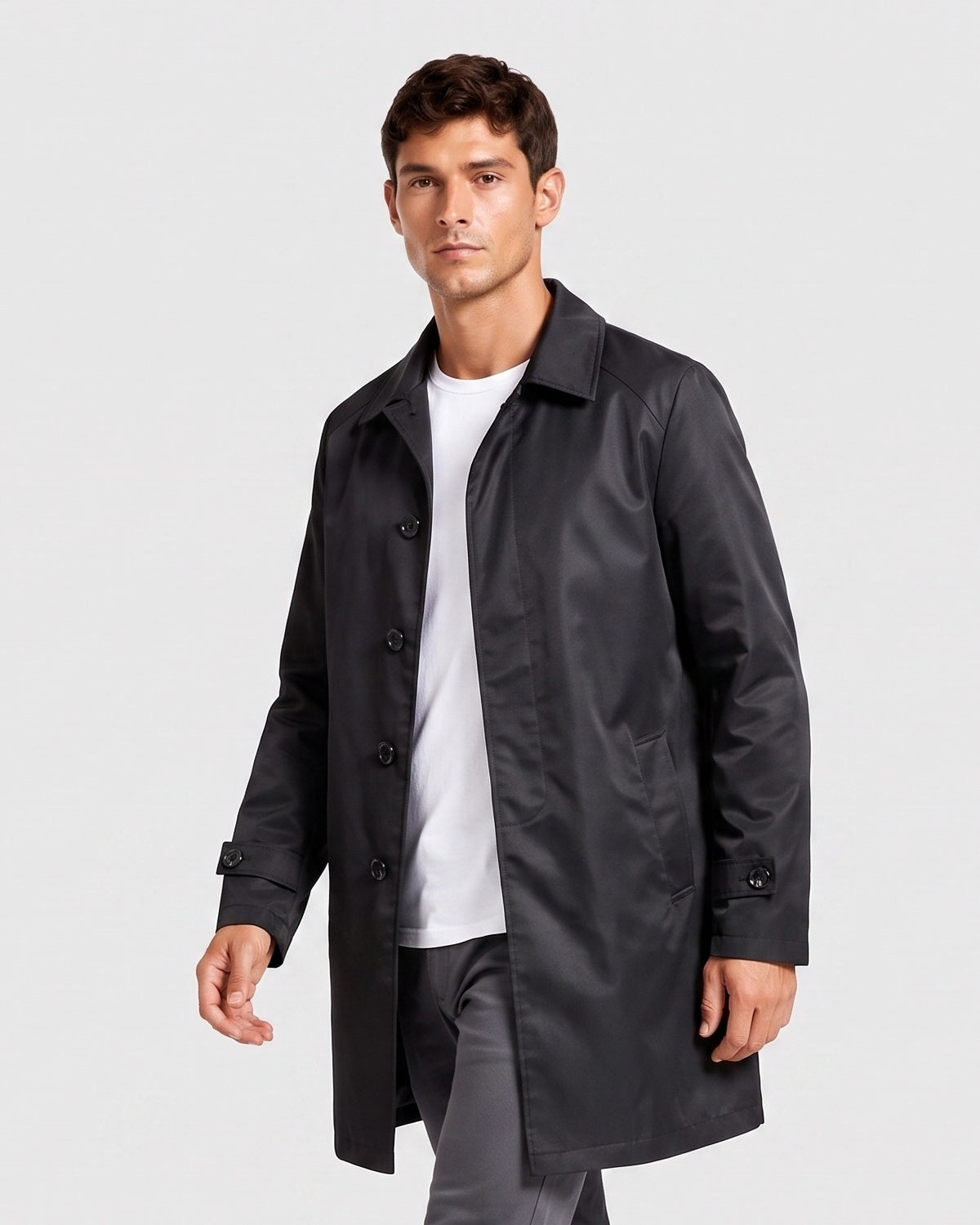 KZZ Men's Solid-Color Mid-Length Business-Casual Jacket