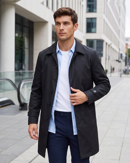 KZZ Men's Solid-Color Mid-Length Business-Casual Jacket