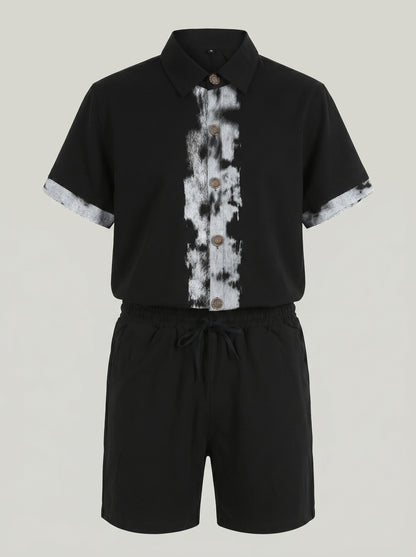 KZZ Casual loose-fitting top and shorts