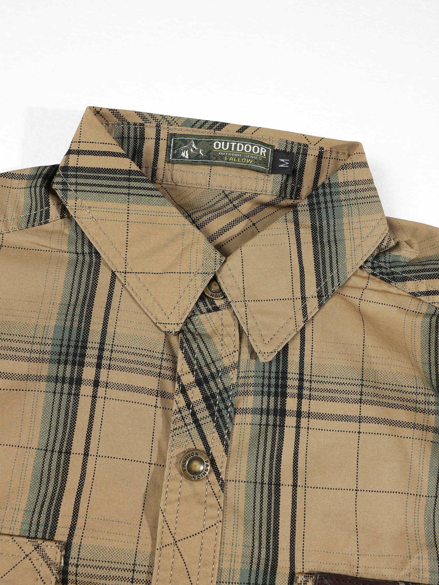 KZZ Men's long-sleeve plaid shirt