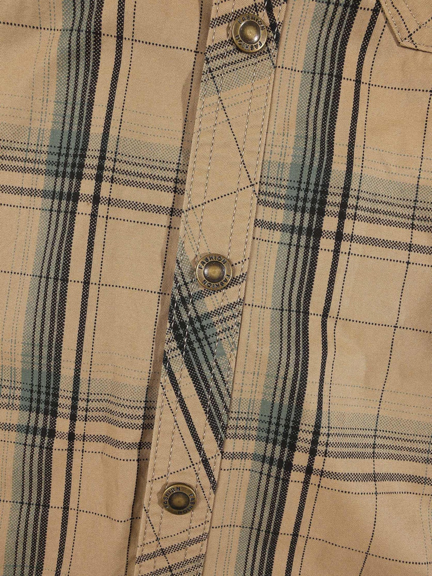 KZZ Men's long-sleeve plaid shirt