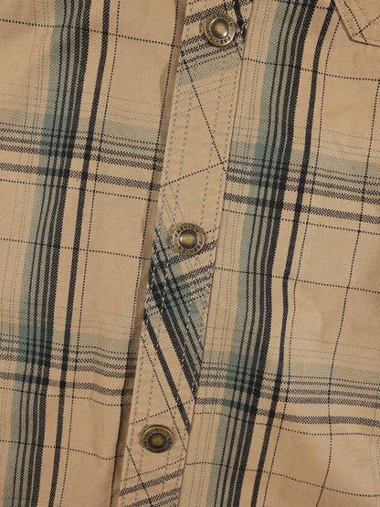 KZZ Men's long-sleeve plaid shirt
