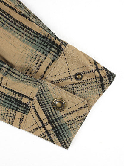 KZZ Men's long-sleeve plaid shirt