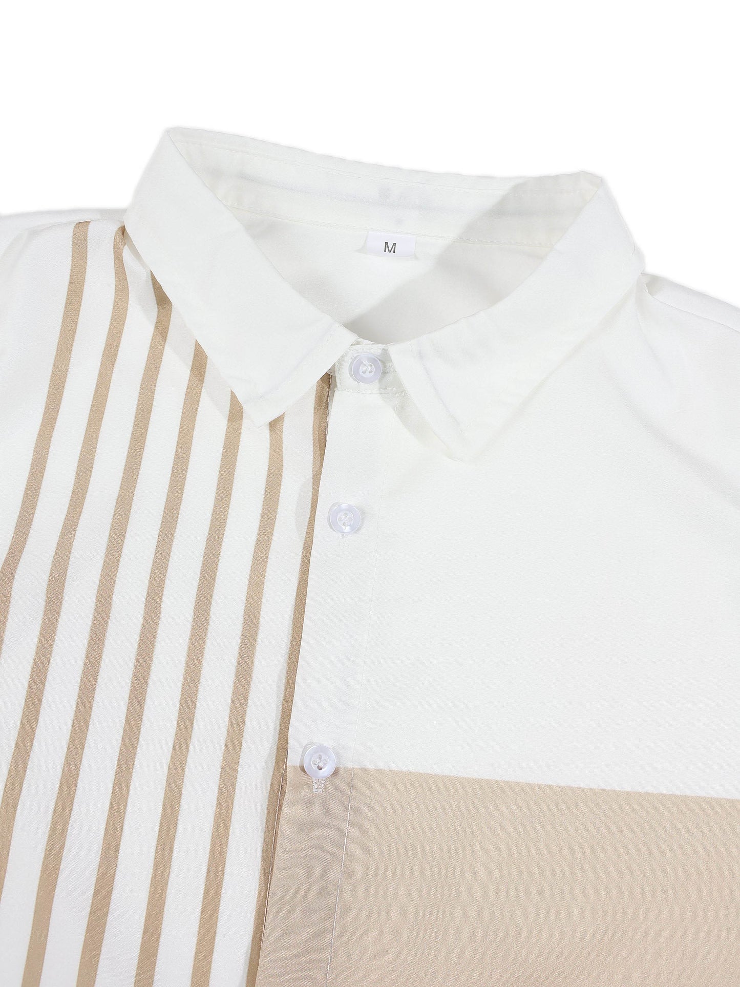 KZZ Men's Short-Sleeve Shirt and Shorts Set with Striped Paneling