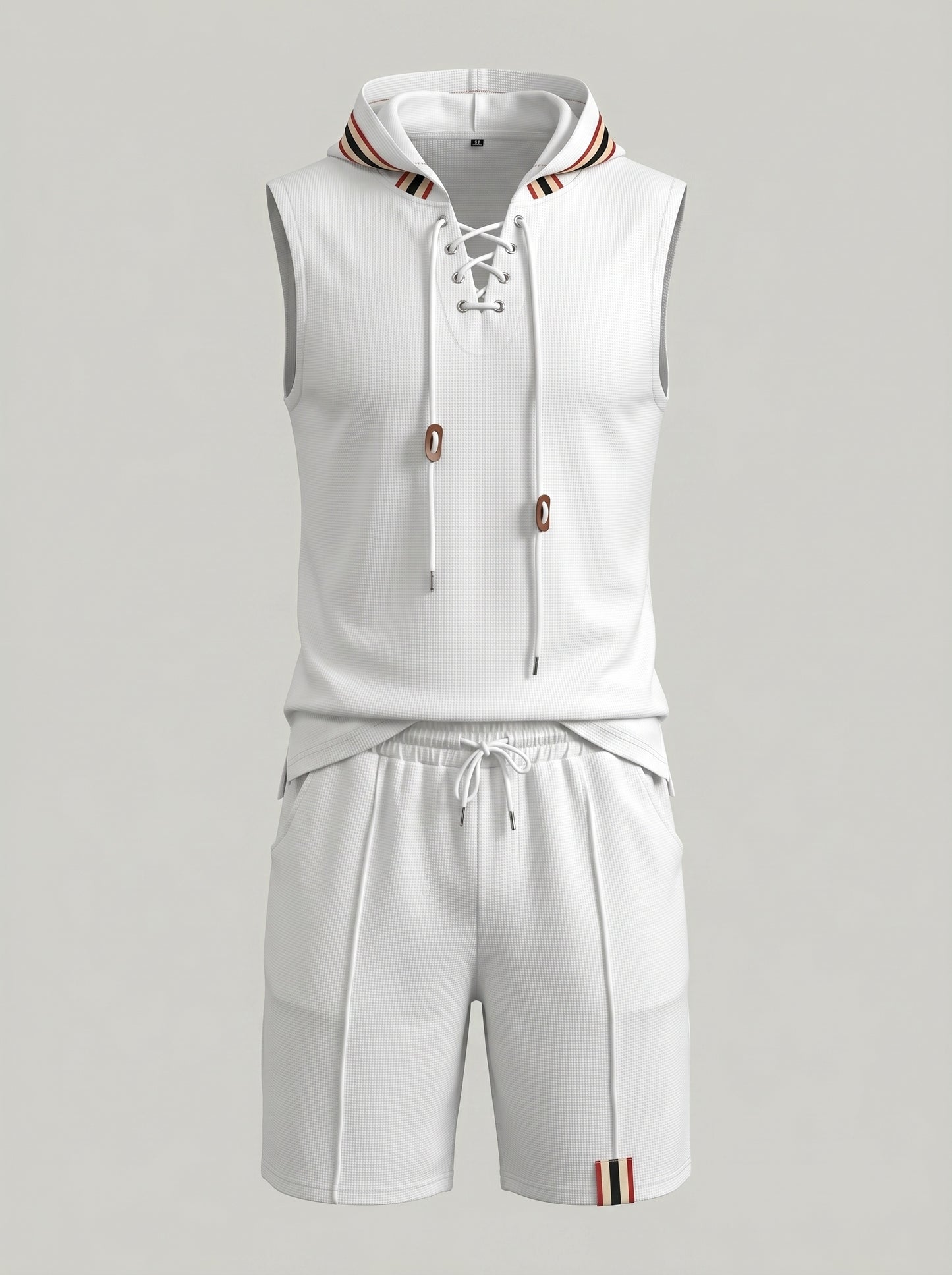 KZZ Men's Sleeveless Hooded Vest and Drawstring Shorts