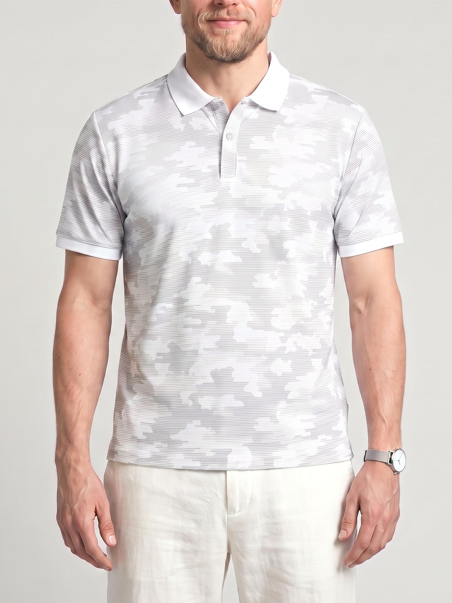 KZZ Men's Summer Camouflage Print Short-Sleeve Shirt