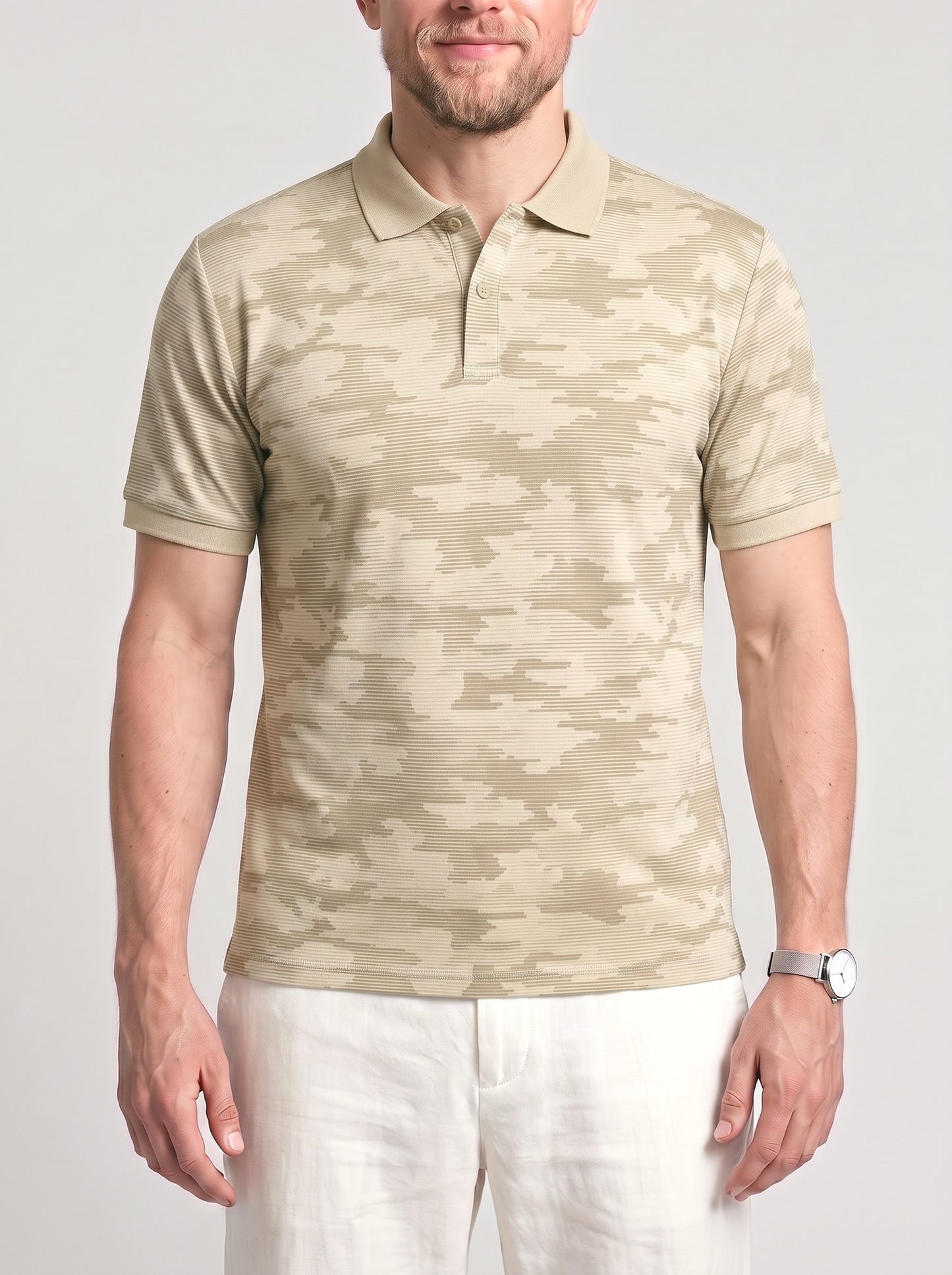 KZZ Men's Summer Camouflage Print Short-Sleeve Shirt
