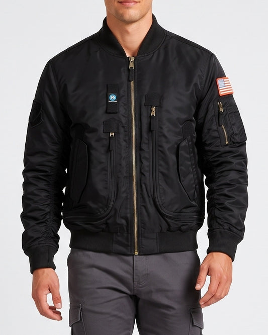 KZZ Men's Retro Long-Sleeved Thick Air Force Pilot Jacket