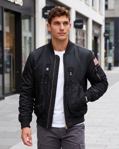 KZZ Men's Retro Long-Sleeved Thick Air Force Pilot Jacket