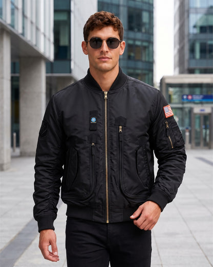 KZZ Men's Retro Long-Sleeved Thick Air Force Pilot Jacket