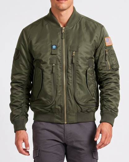 KZZ Men's Retro Long-Sleeved Thick Air Force Pilot Jacket