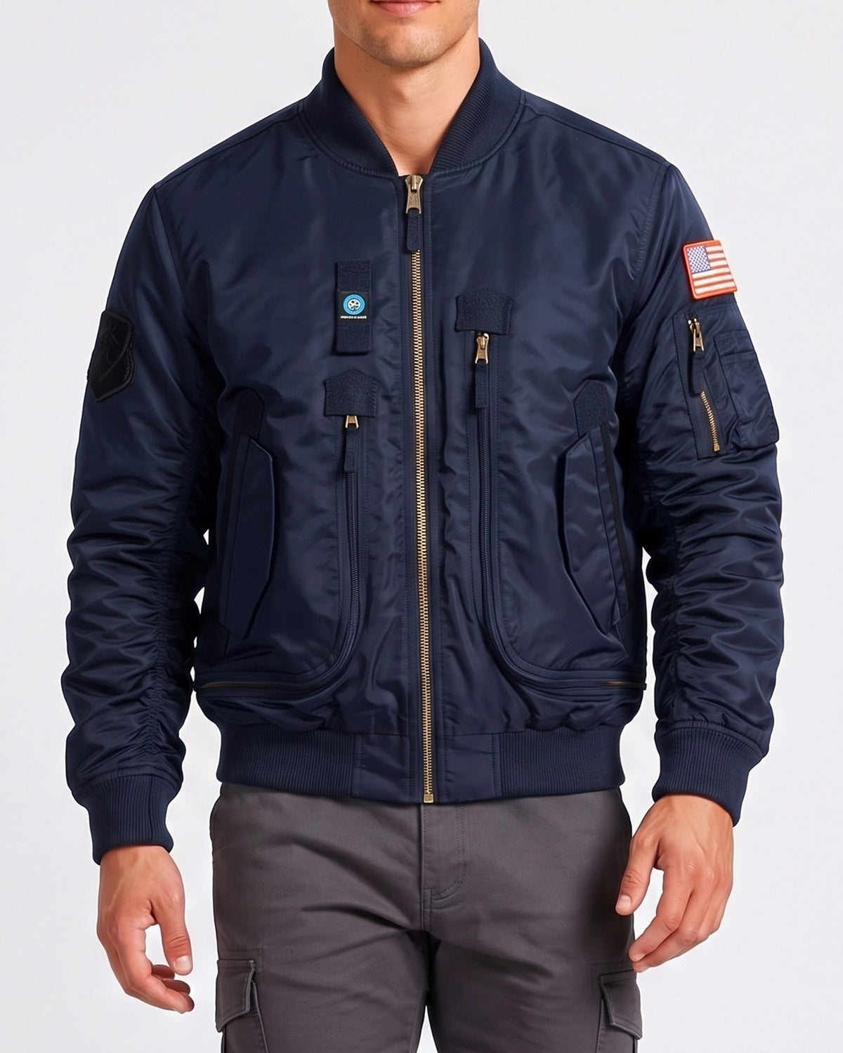 KZZ Men's Retro Long-Sleeved Thick Air Force Pilot Jacket