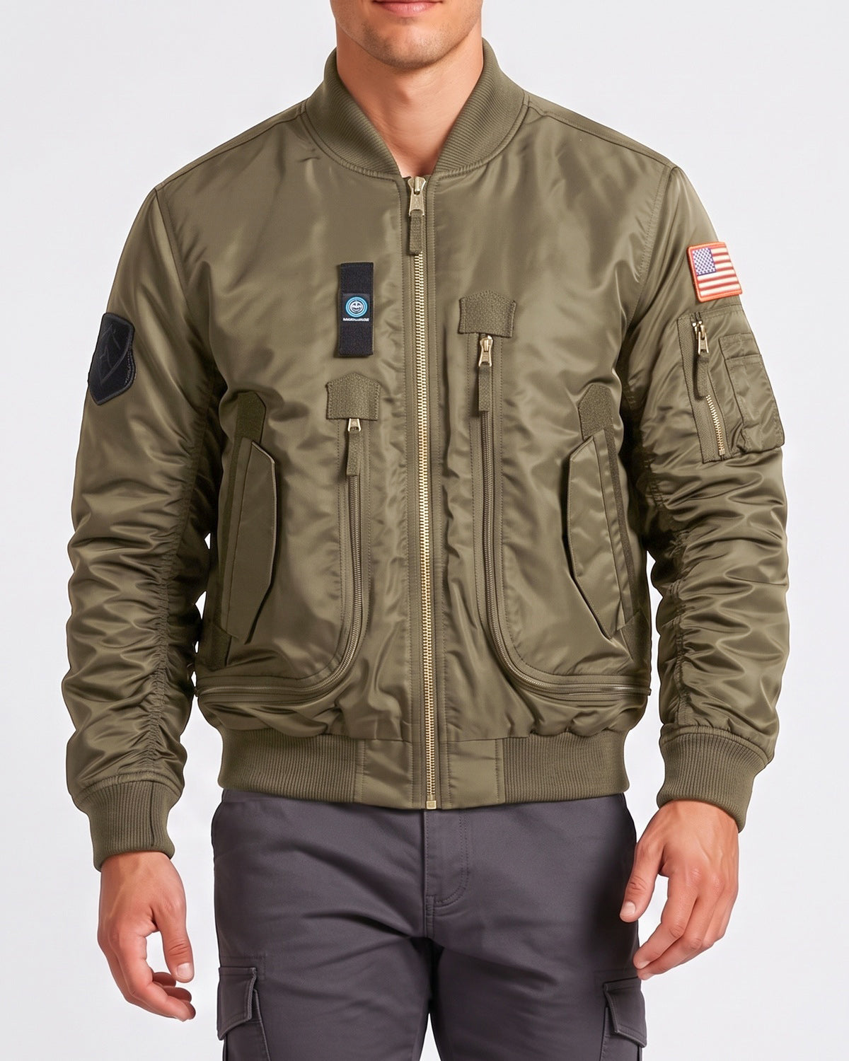 KZZ Men's Retro Long-Sleeved Thick Air Force Pilot Jacket