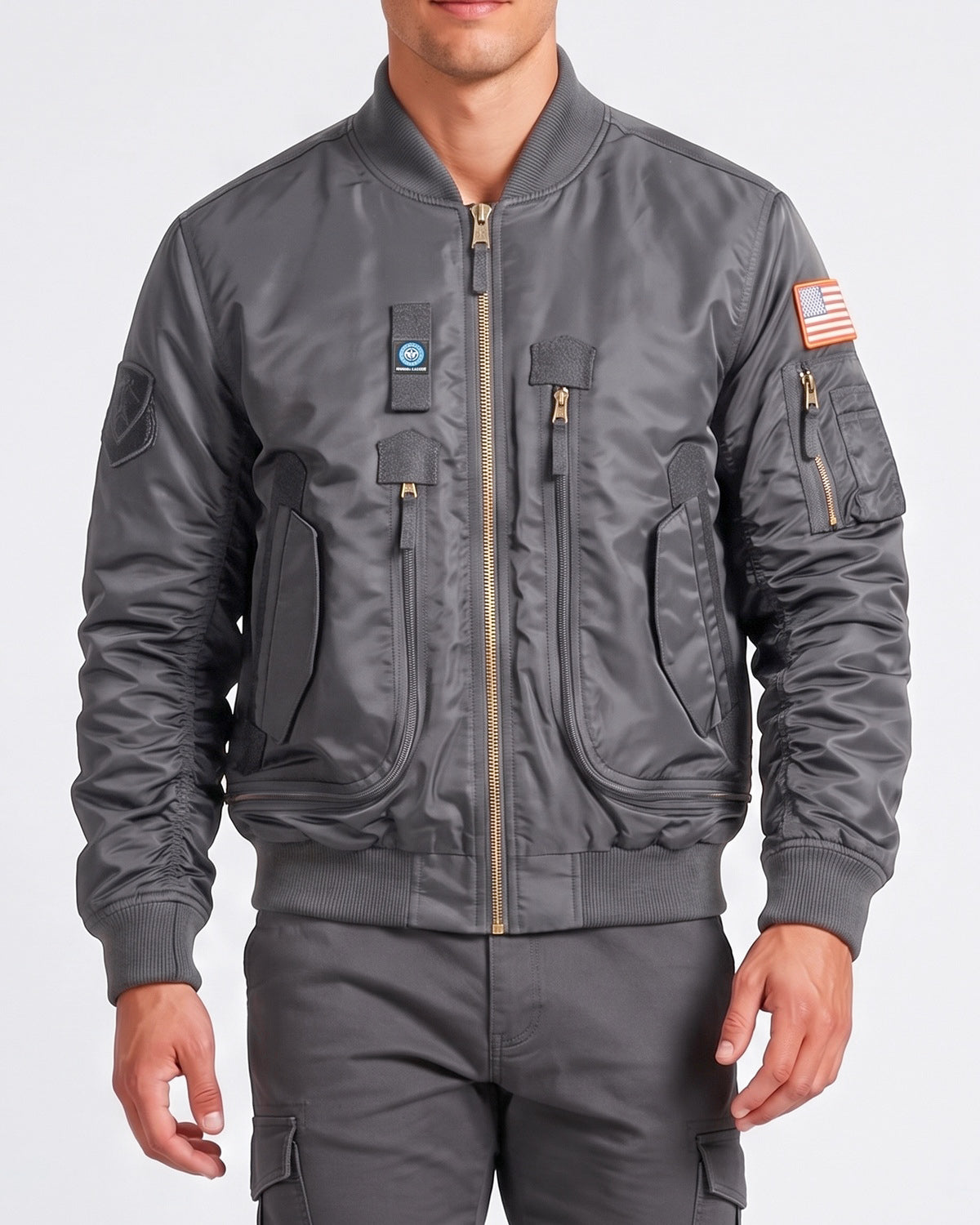 KZZ Men's Retro Long-Sleeved Thick Air Force Pilot Jacket