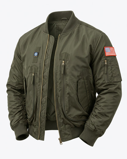 KZZ Men's Retro Long-Sleeved Thick Air Force Pilot Jacket