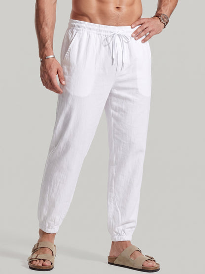 KZZ Men's Casual Straight-Leg Cropped Trousers