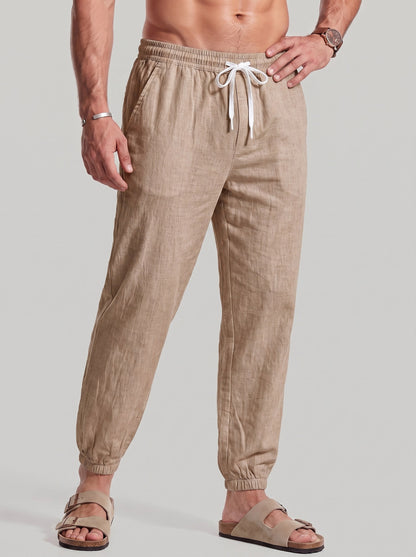 KZZ Men's Casual Straight-Leg Cropped Trousers