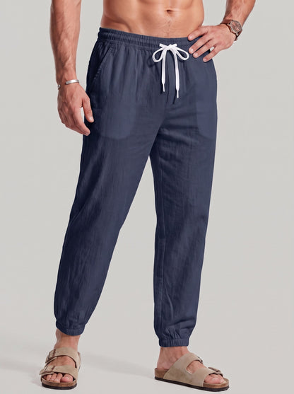 KZZ Men's Casual Straight-Leg Cropped Trousers