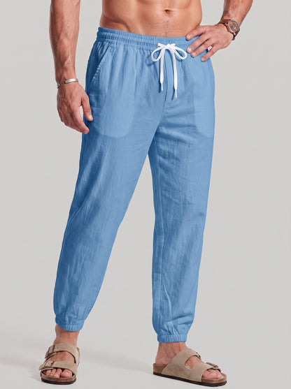 KZZ Men's Casual Straight-Leg Cropped Trousers