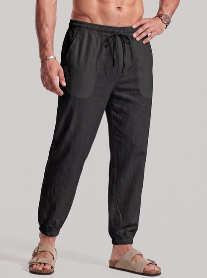 KZZ Men's Casual Straight-Leg Cropped Trousers