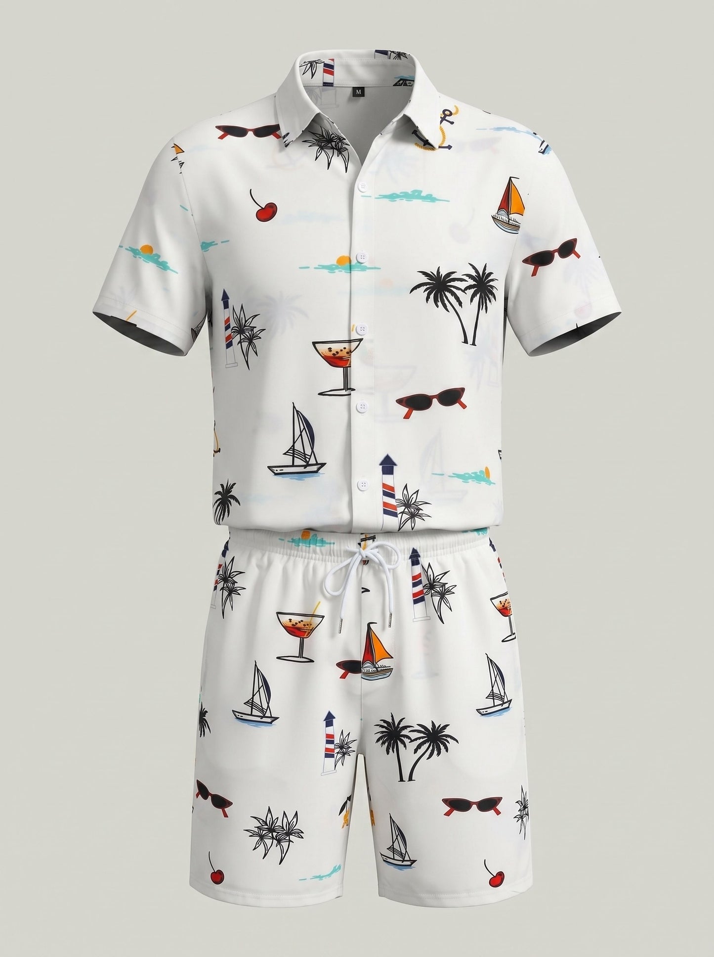 KZZ Printed top and drawstring shorts