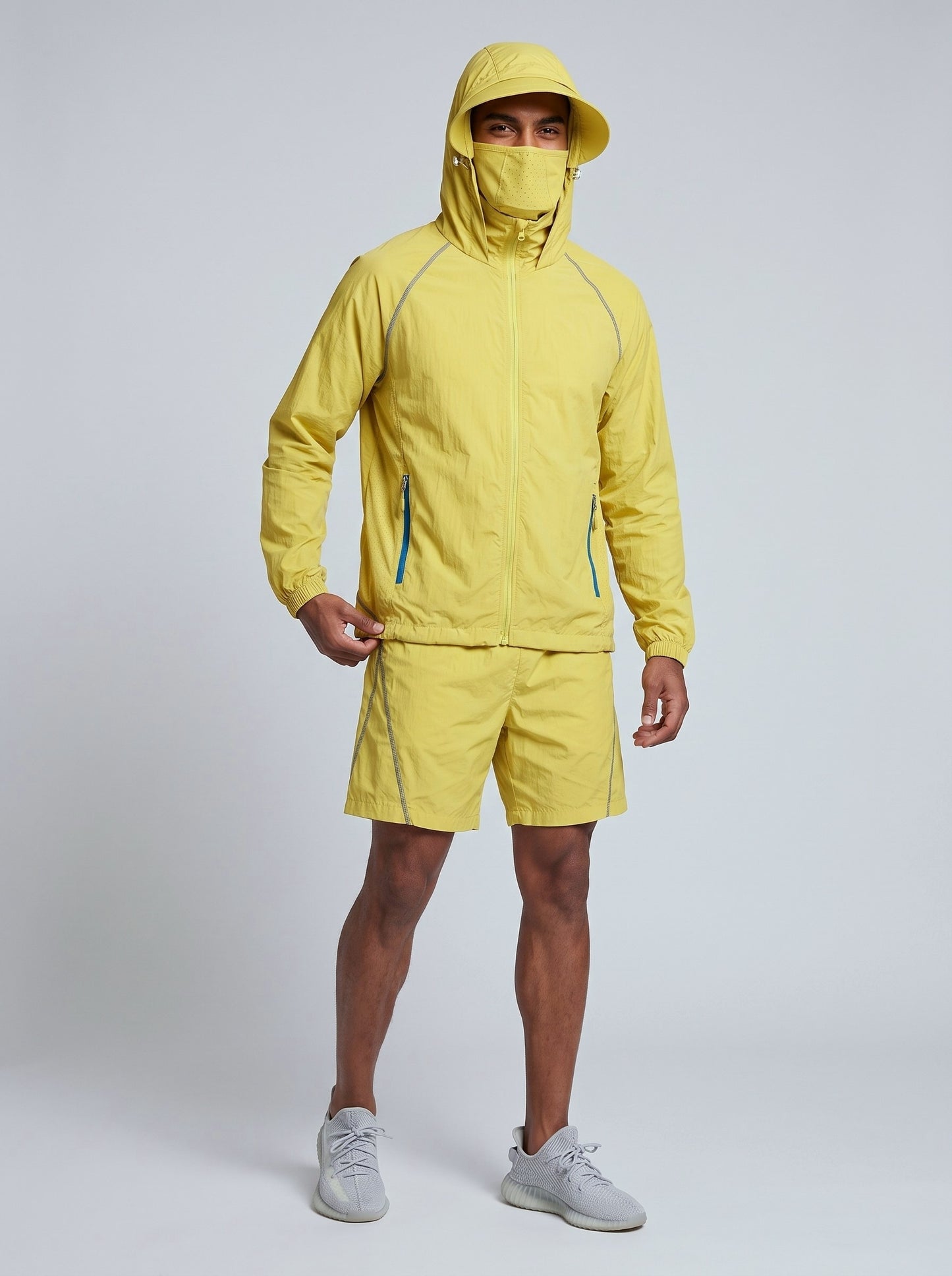 KZZ Hooded jacket and elastic-waist shorts