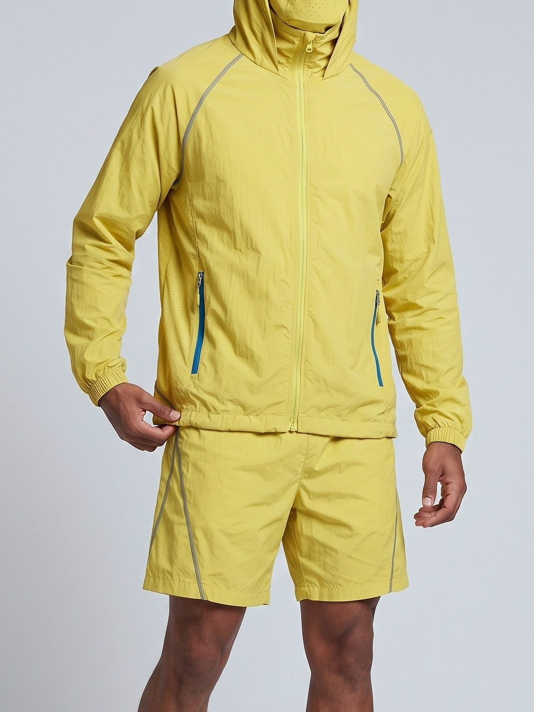 KZZ Hooded jacket and elastic-waist shorts