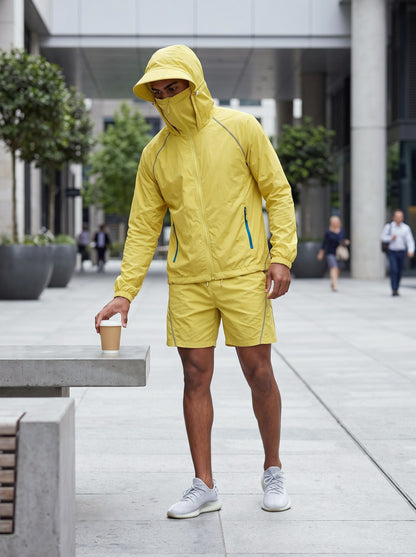 KZZ Hooded jacket and elastic-waist shorts