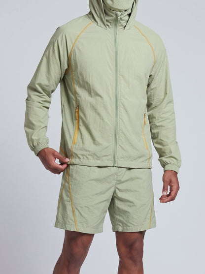 KZZ Hooded jacket and elastic-waist shorts