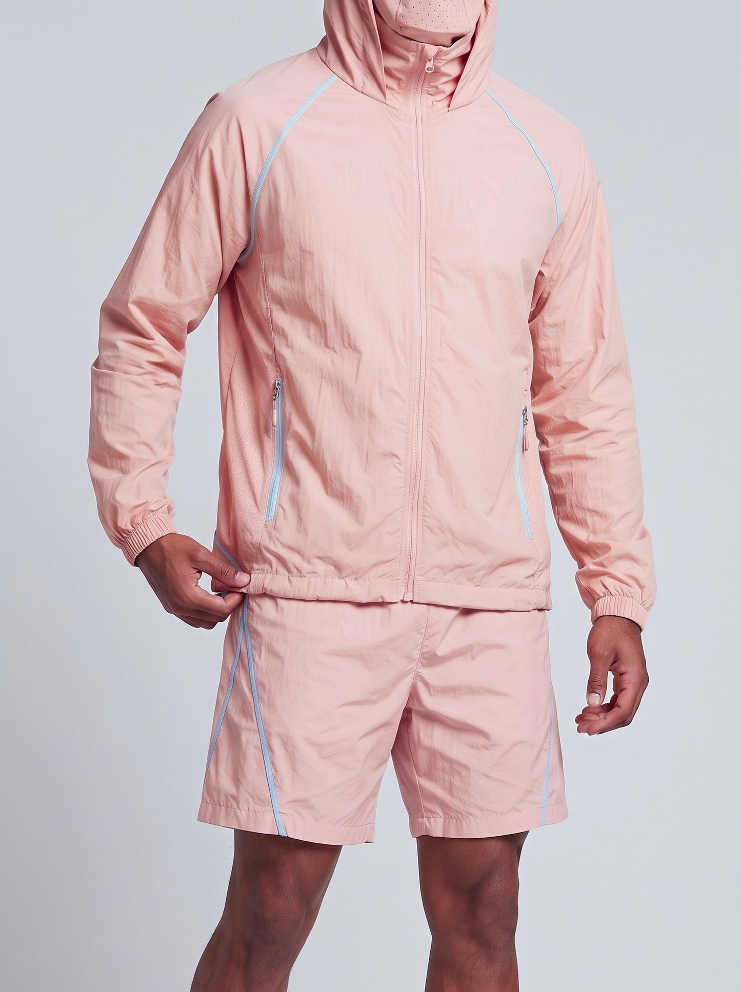 KZZ Hooded jacket and elastic-waist shorts