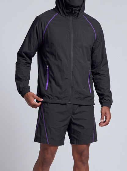 KZZ Hooded jacket and elastic-waist shorts