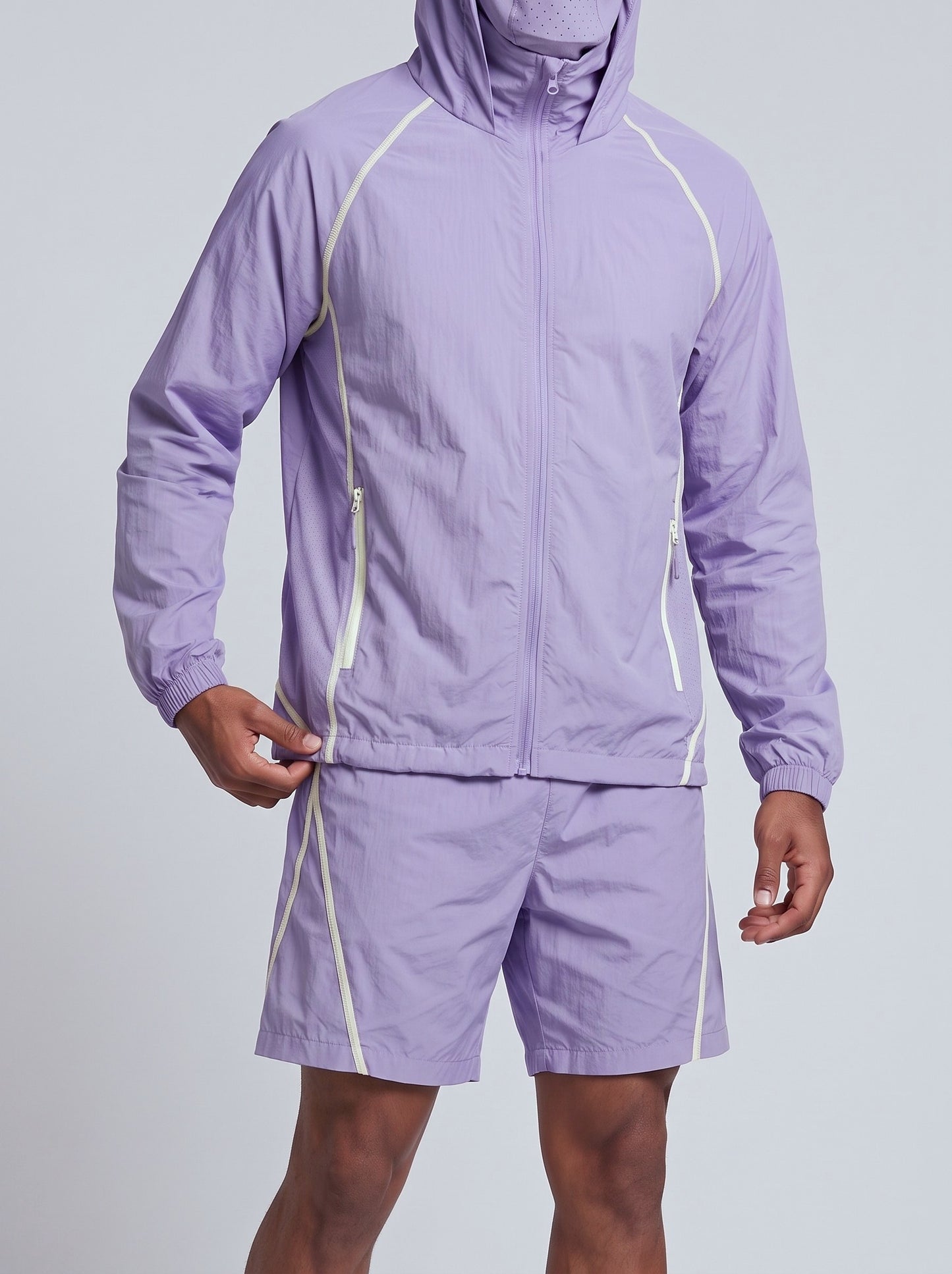 KZZ Hooded jacket and elastic-waist shorts