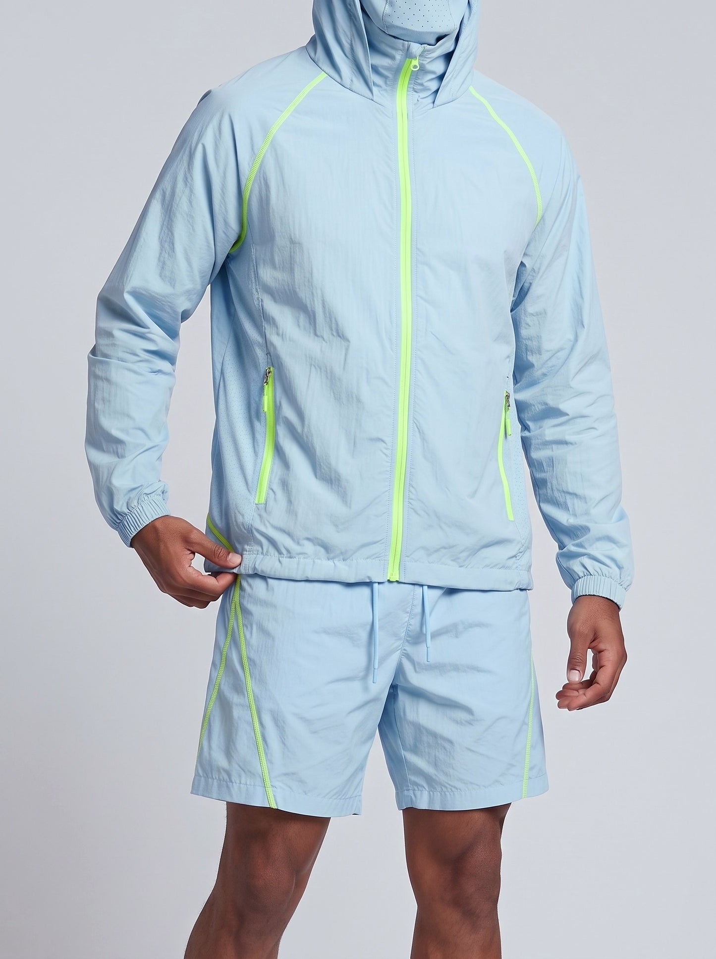 KZZ Hooded jacket and elastic-waist shorts