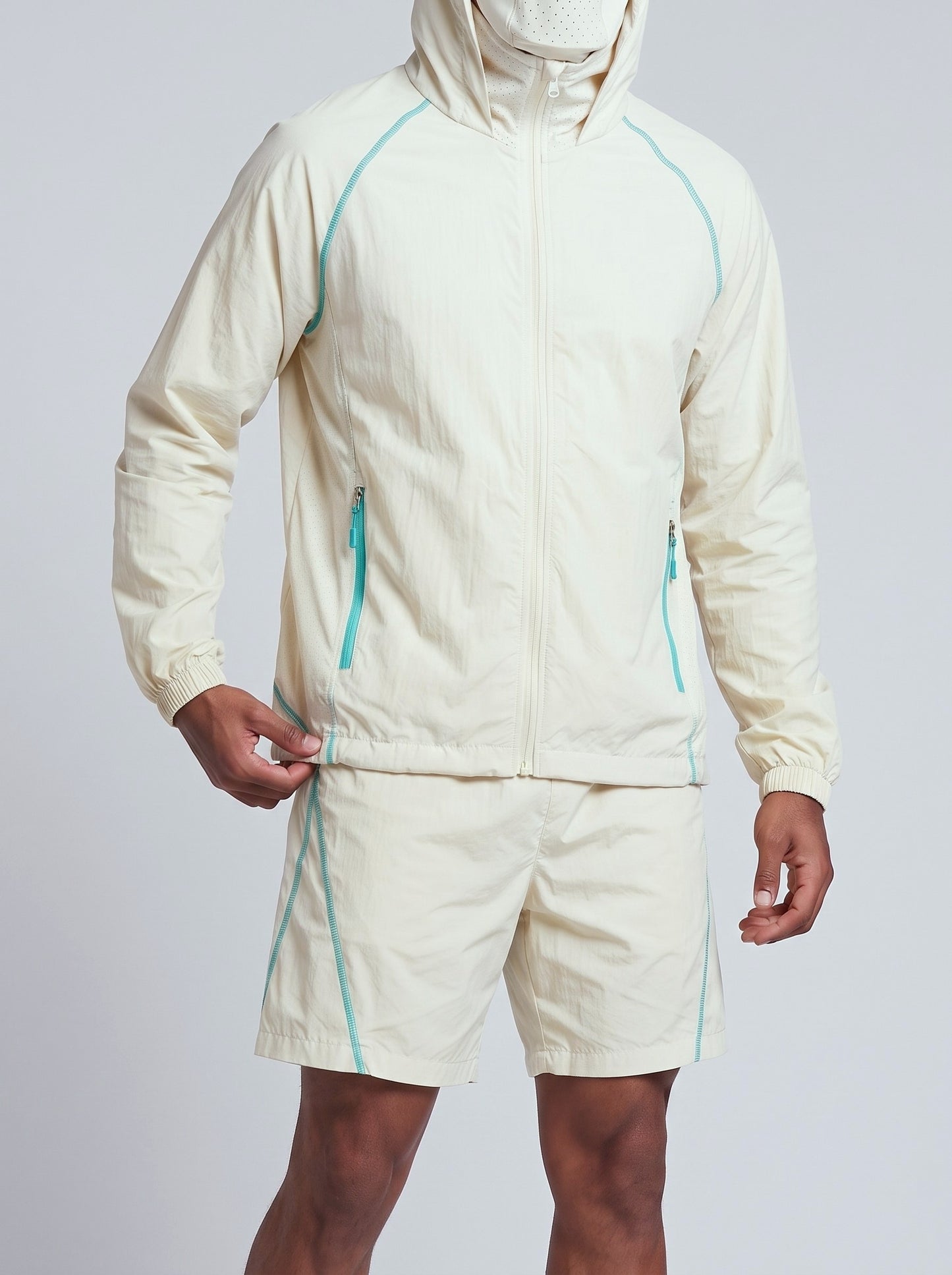 KZZ Hooded jacket and elastic-waist shorts