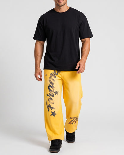 KZZ Men's Graffiti Gradient Washed Letter Print Street Style Sports Pants