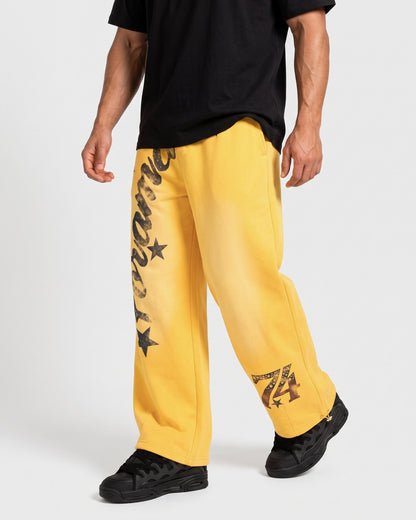 KZZ Men's Graffiti Gradient Washed Letter Print Street Style Sports Pants