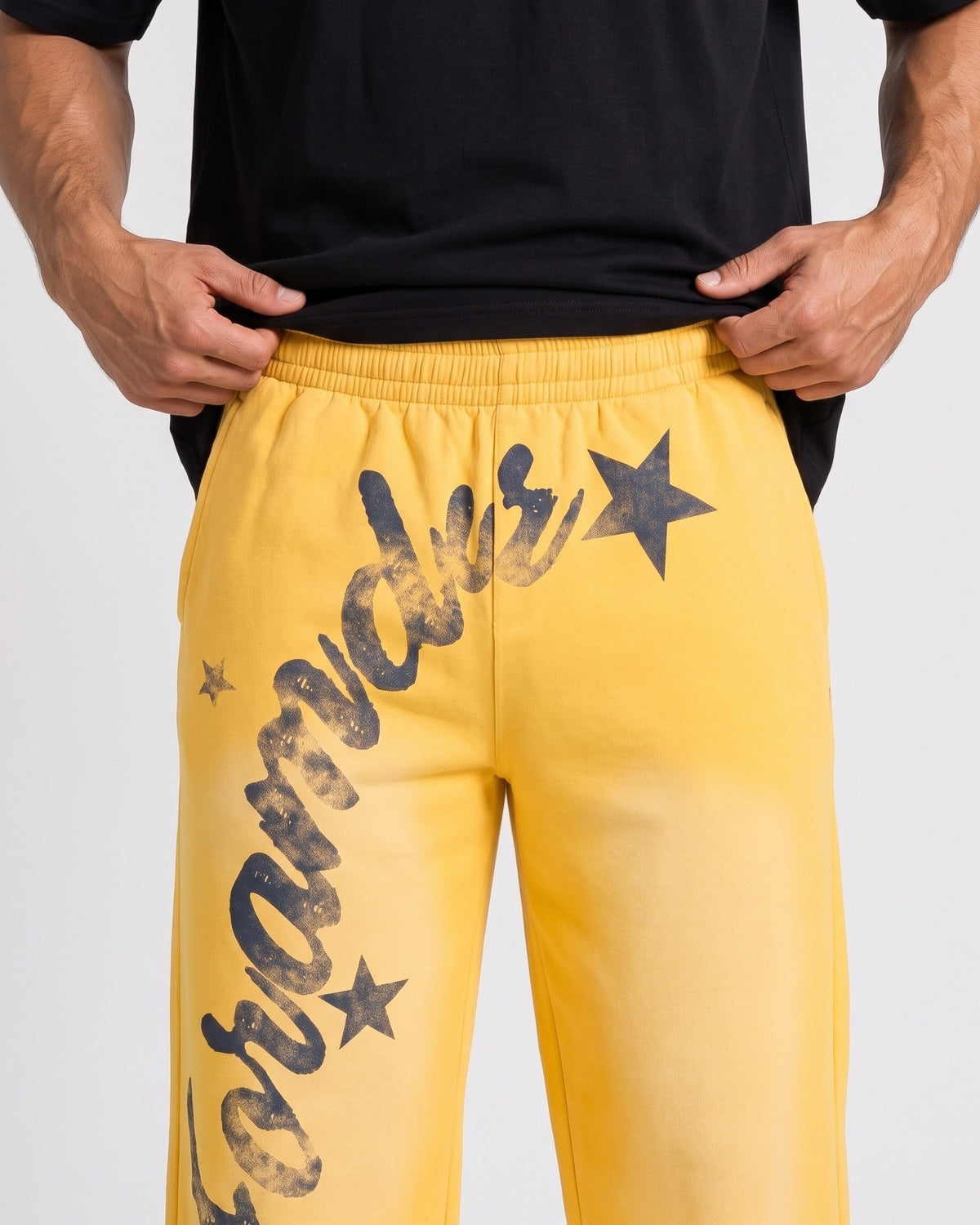 KZZ Men's Graffiti Gradient Washed Letter Print Street Style Sports Pants