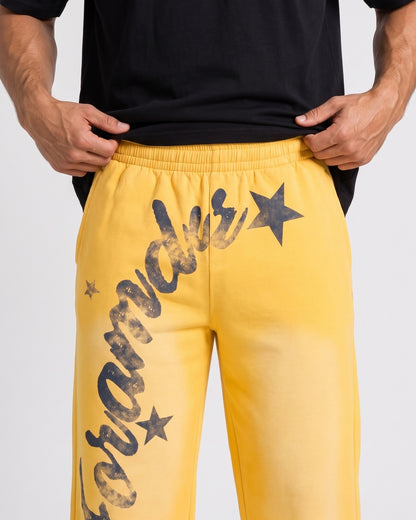 KZZ Men's Graffiti Gradient Washed Letter Print Street Style Sports Pants