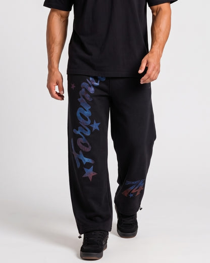 KZZ Men's Graffiti Gradient Washed Letter Print Street Style Sports Pants
