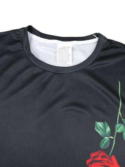 KZZ Short-sleeved T-shirt and casual all-over print athletic shorts