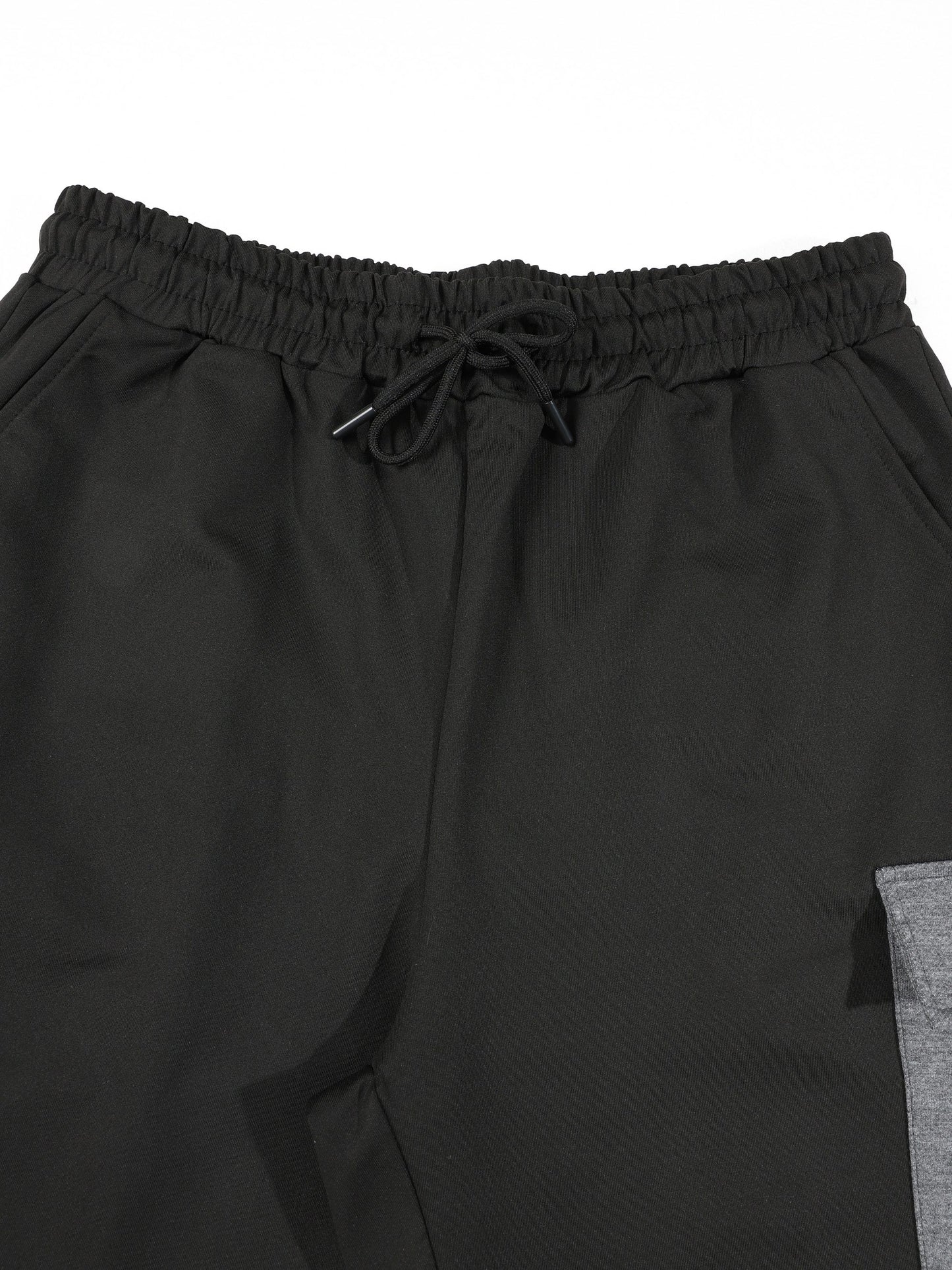 KZZ Men's Color-Block Short-Sleeve T-Shirt and Cargo Shorts Set