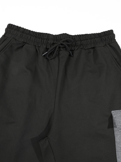 KZZ Men's Color-Block Short-Sleeve T-Shirt and Cargo Shorts Set